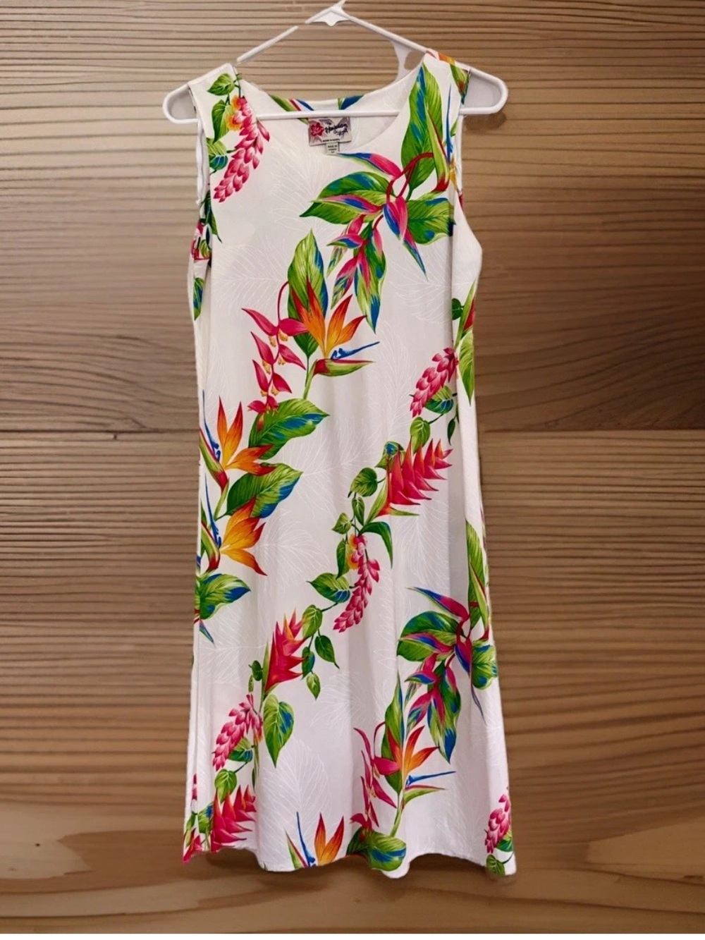 Hilo Hattie The Hawaiian Original Bird of Paradise Dress White/Floral Sz Medium